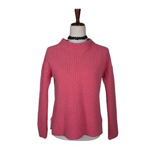 Boden Wool Sweater Size M Pink 3D Waffle Knit Long Sleeve Mock Neck